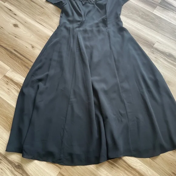 Vintage Jessica McClintock Gunne Sax Black Evening Dress Size 18 - Picture 4 of 12